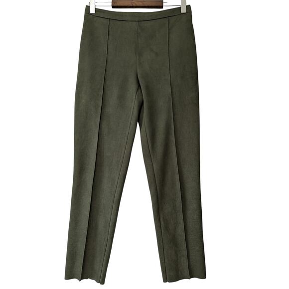 Vince Camuto Faux Suede Pants Womens Size Small Pine Forest Green Pull-On Seam - Picture 1 of 9